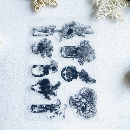 8 Styles Flower Transparent Stamp Seal for Card Making Decoration DIY Scrapbook