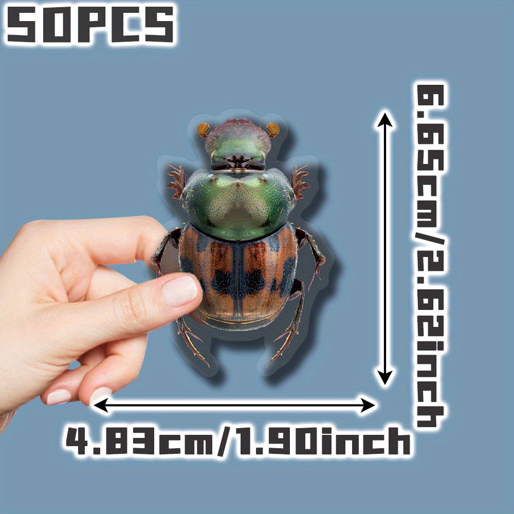 50pcs Insect Themed Transparent Stickers for Party & Home Decor