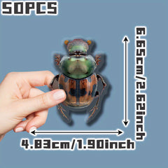 50pcs Insect Themed Transparent Stickers for Party & Home Decor