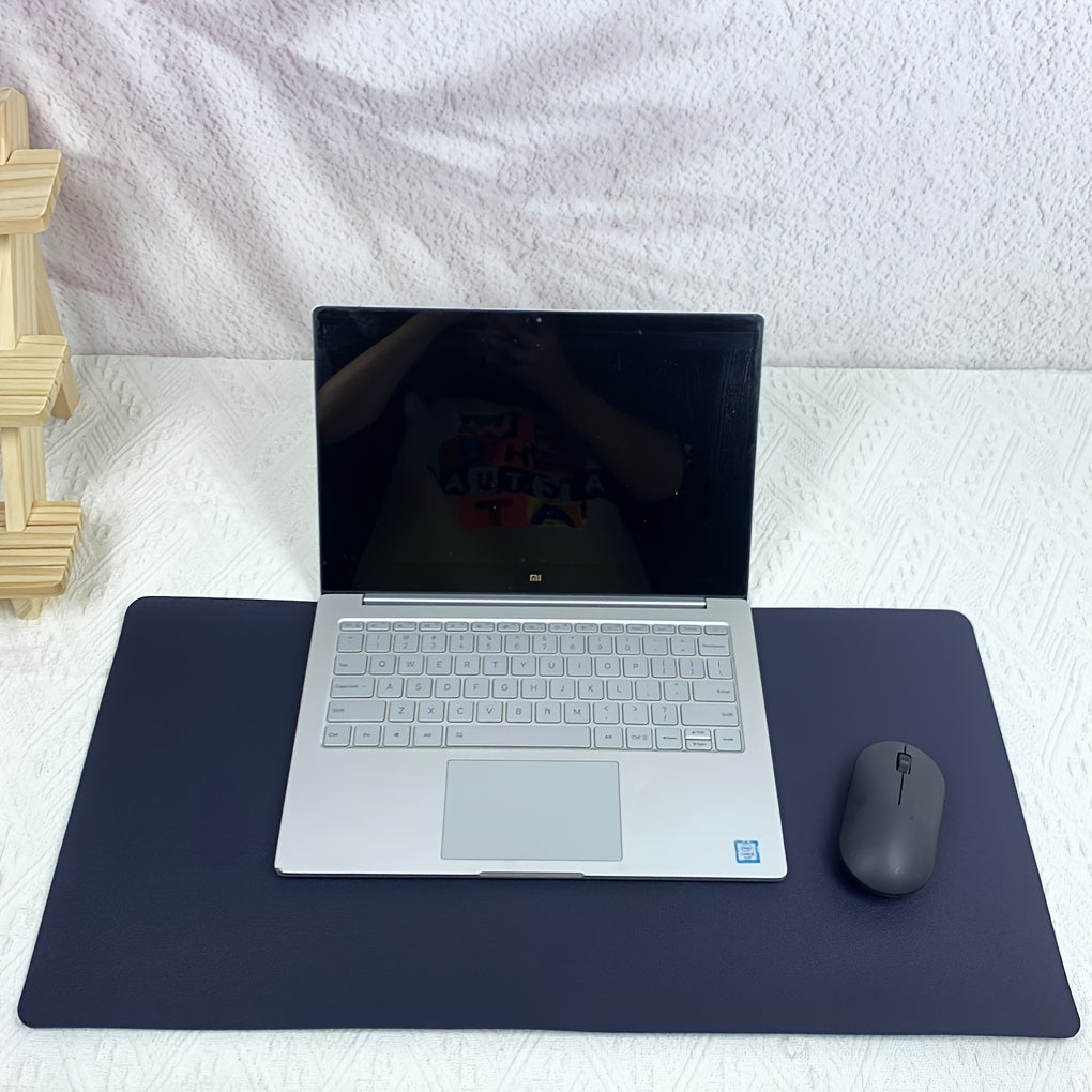 Pink Navy Gray Faux Leather Mouse Pad Set