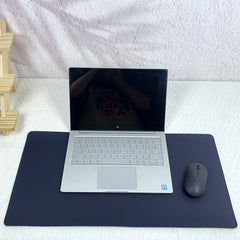 Pink Navy Gray Faux Leather Mouse Pad Set