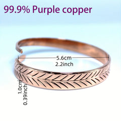 Copper Bangle With Feather Accents - Stylish and Versatile Jewelry Piece