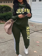  Letter & Stripe Print Top & Leggings Set