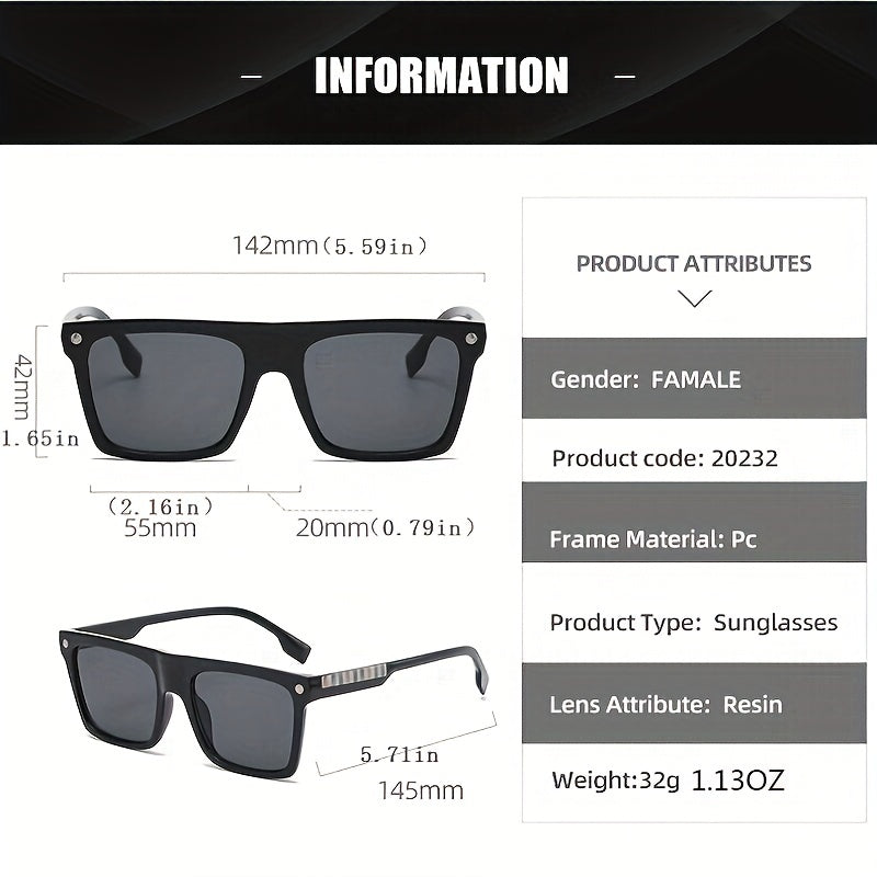 Plaid Print Oversized Square Sunglasses For Women UV400 Protection