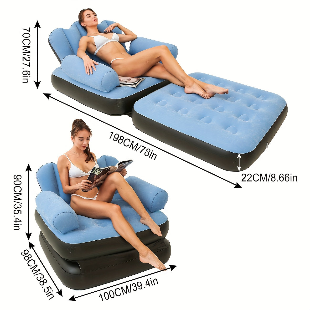 1pc Inflatable Sofa Outdoor Adult Lazy Sofa Five in one Inflatable Bed