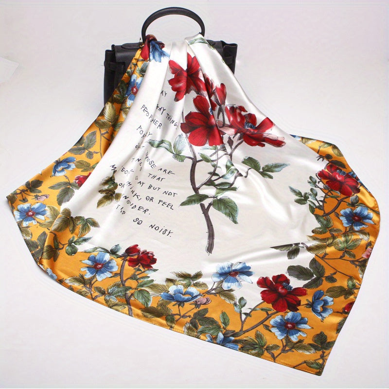 Large Satin Square Scarf Bandana Classic Print