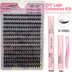 280pcs D Curl Cluster Lashes 9-16mm Mix 30-40D Individual Lashes