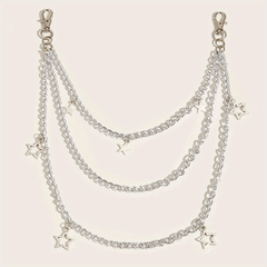 Silvery Pentagram Pendant Metal Belly Chain Y2K Jeans Chain
