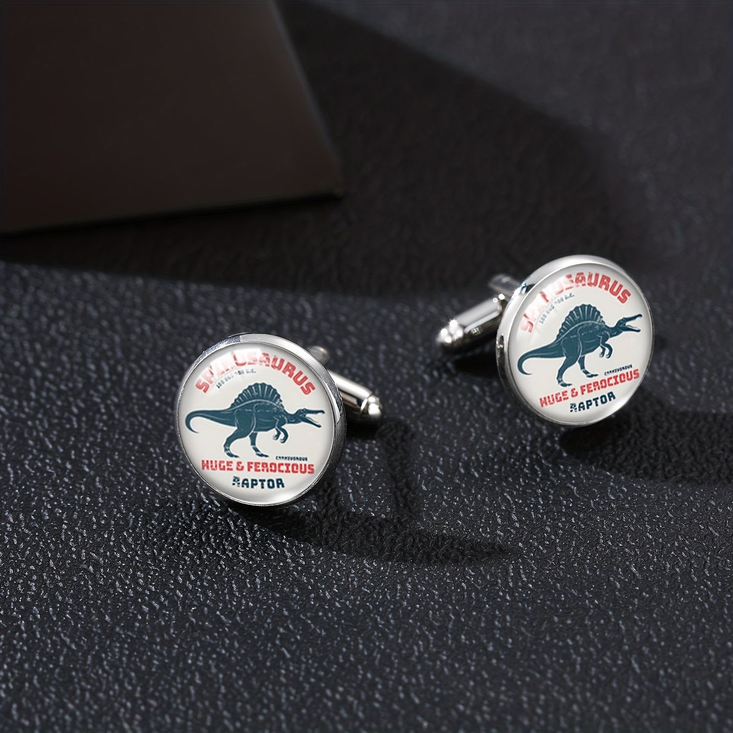 Dino Cufflinks T-Rex, Velociraptor, Spinosaurus