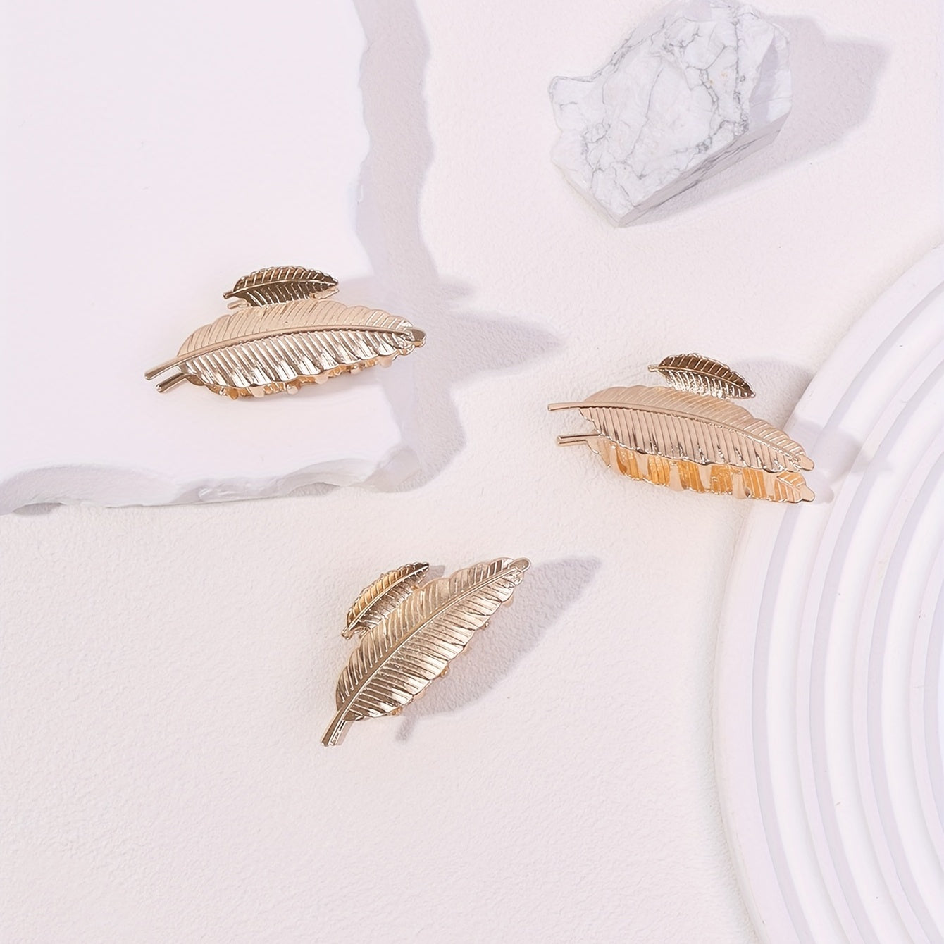 3pcs Leaf Shaped Hair Claw Ponytail Holder