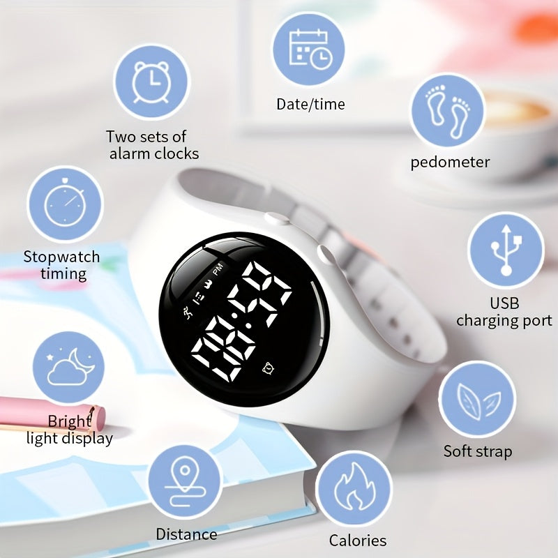Youth Fitness Watch Step Tracker Pedometer Stopwatch USB Rechargeable