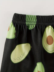 Avocado Print Pajama Set Short Sleeve Top & Shorts
