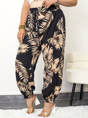  Boho Pants Women Leaf Print Tapered Leg P
