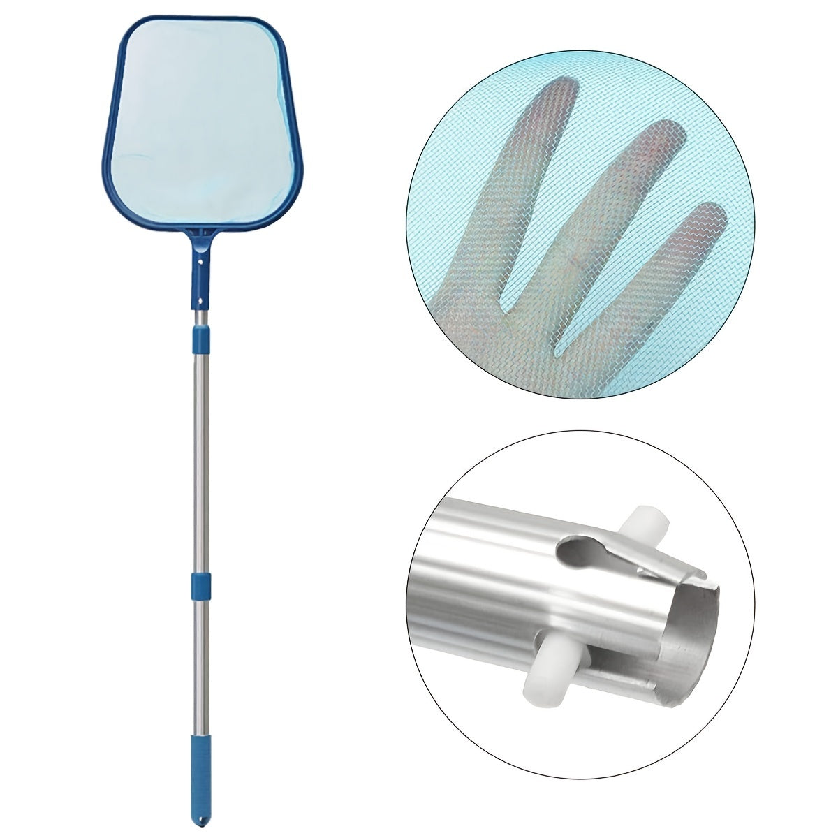 Pool Skimmer Net w/ 41' Telescopic Pole - Leaf Skimmer Mesh Rake Net