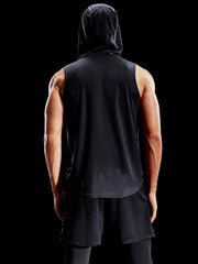 Men's Hooded Sleeveless Tank Top Quick Drying Lightweight Sports Vest