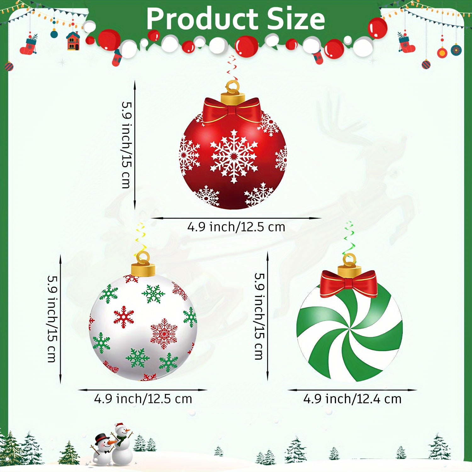 40pc Christmas Hanging Swirl Decorations - Paper Ornaments - Double Sided