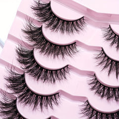 7 Pairs 6D Messy False Eyelashes 18mm Fluffy Wispy Curly Natural Look Lashes