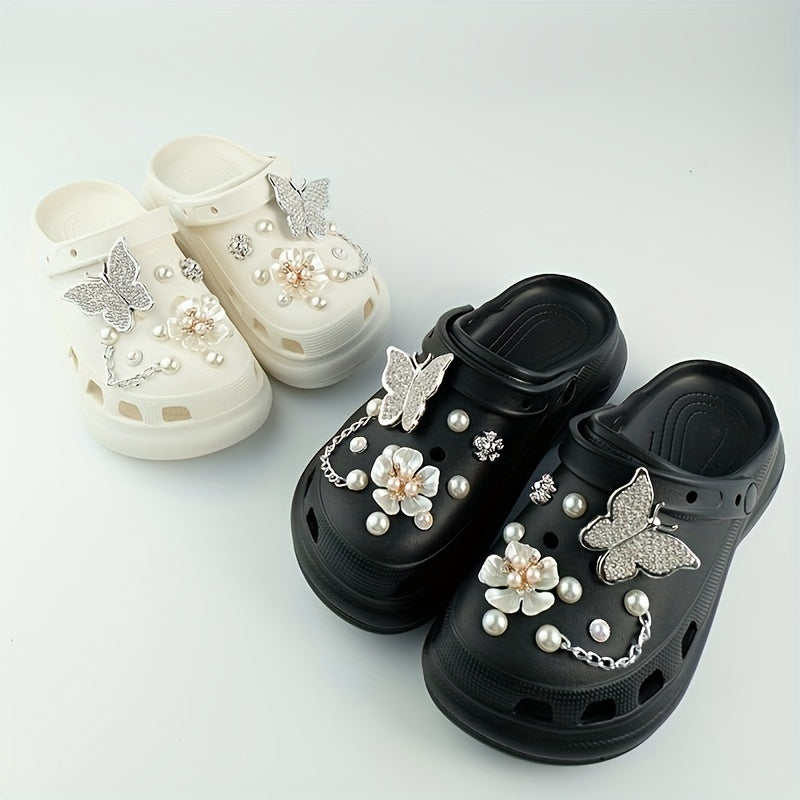 20pcs Shoe Decorations Butterfly Chain Small Flowers for Crocs Gift Party Decor