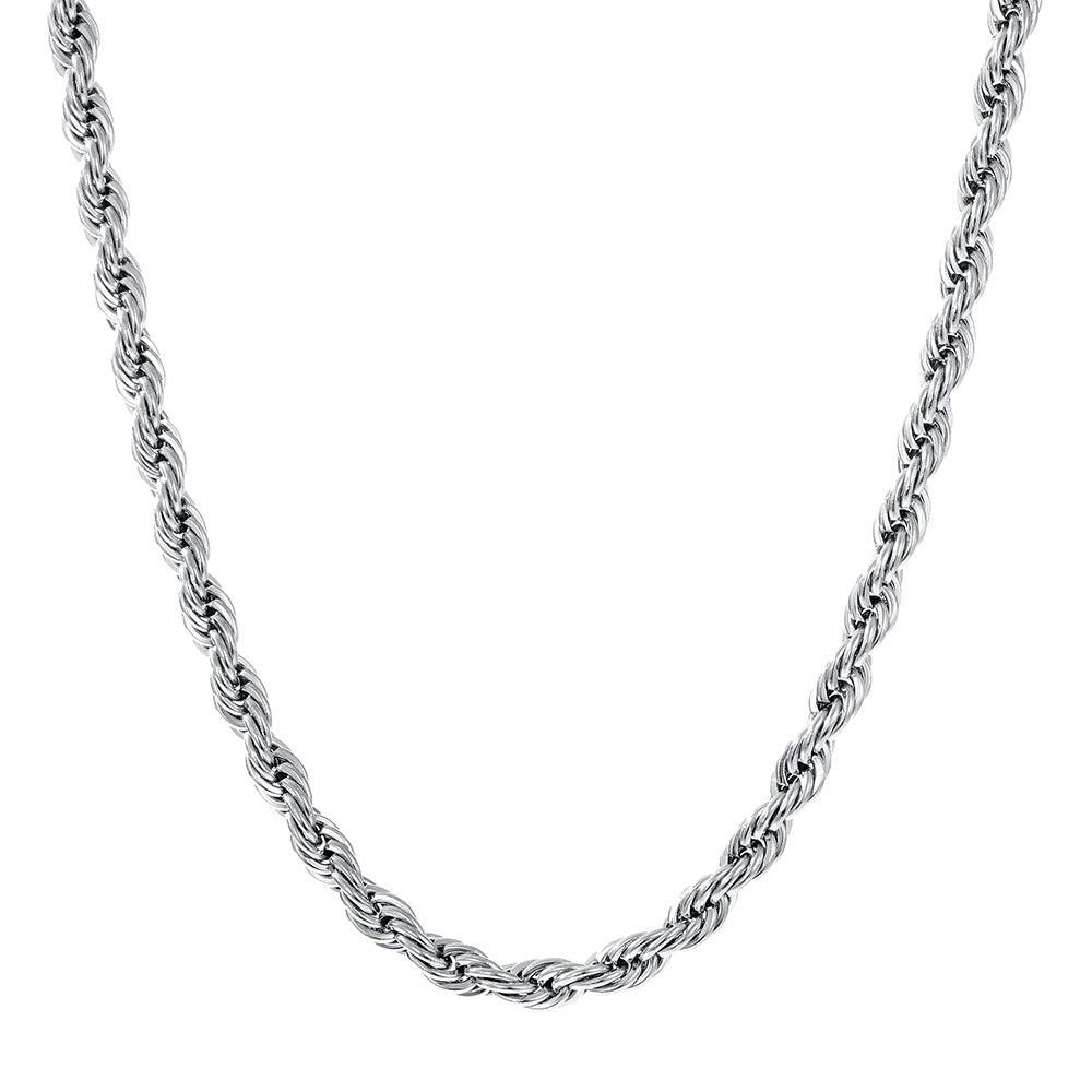 1pc Golden Silver Twist Chain Necklace Men Women Couple Necklace
