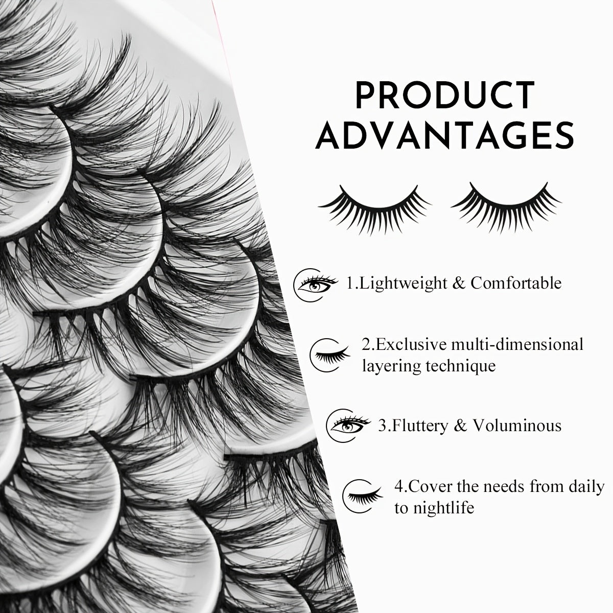 18 Pairs 3D Mink Eyelashes Natural Fluffy False Eyelashes Dramatic Long Eyelash