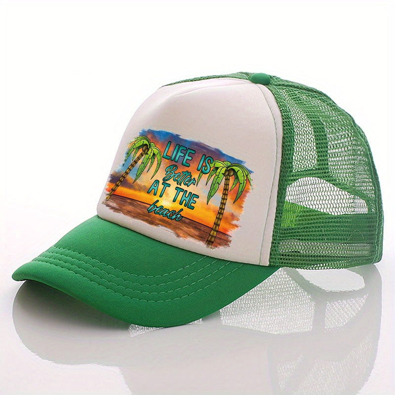 Summer Multicolor Hat Sunset Beach Print Hat For Men Men's Peaked Cap