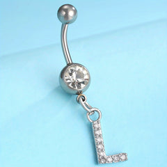 Zircon 26 Letters Belly Button Ring Navel Piercing