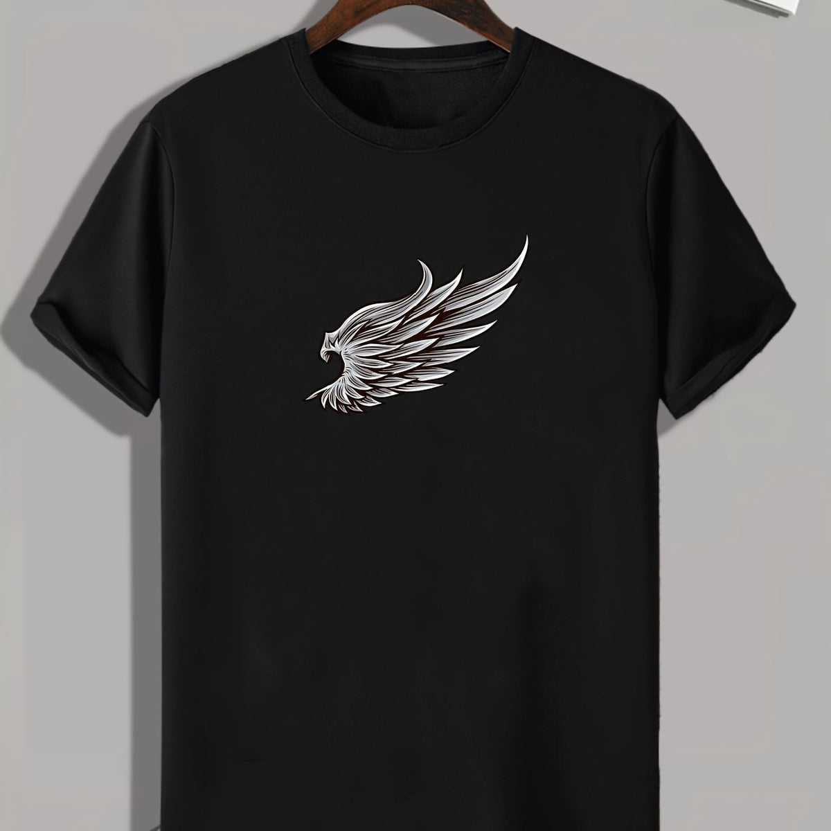 Wing Print Men's Active Tee Stretch Breathable Outdoor Summer T-shirt