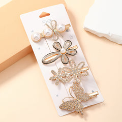 5pcs Rhinestone Flower Hair Clip Glitter Hair Clip Women Girls Hair Accessories
