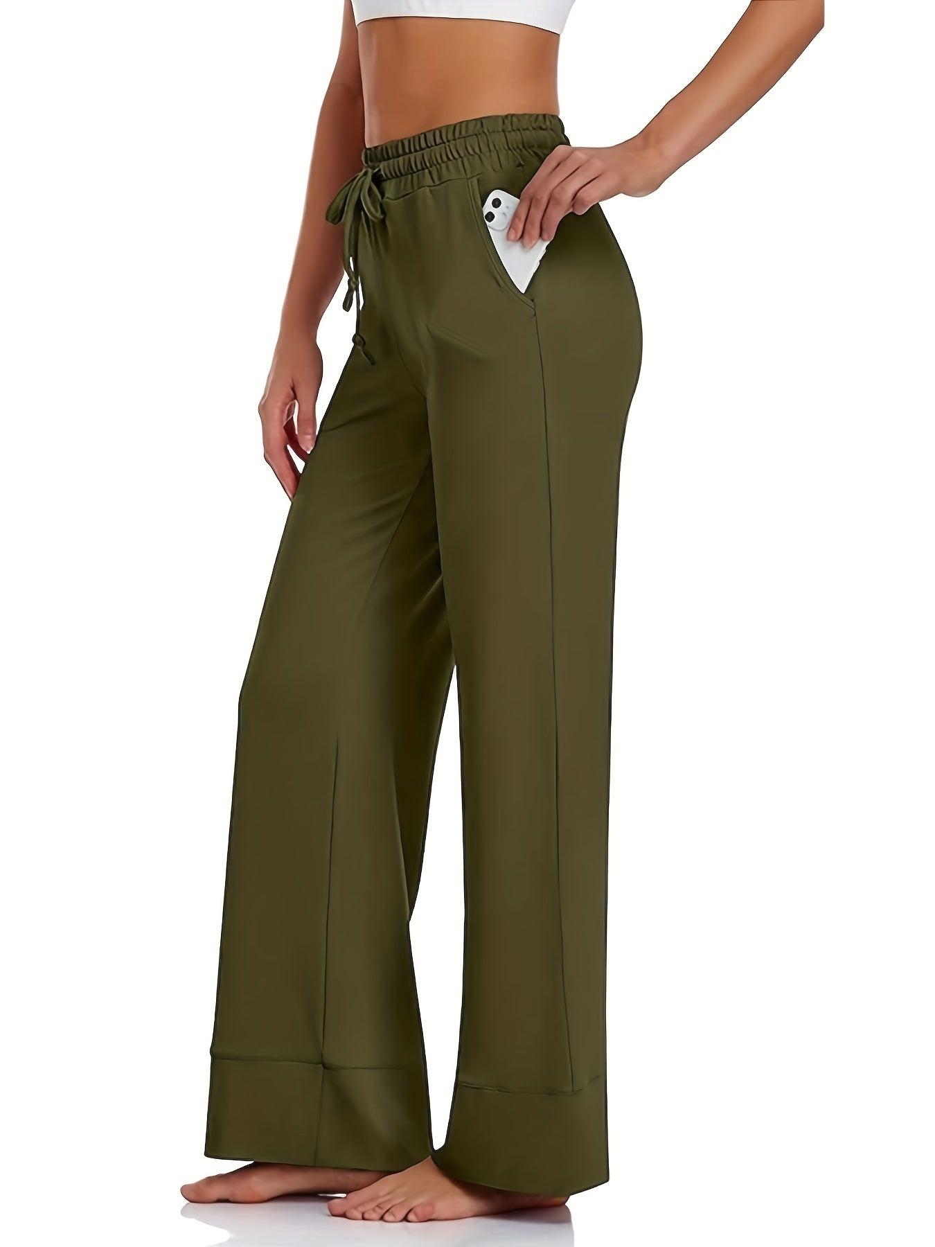 Retro Pants Women's Plus Elastic Drawstring High Rise Straight Leg