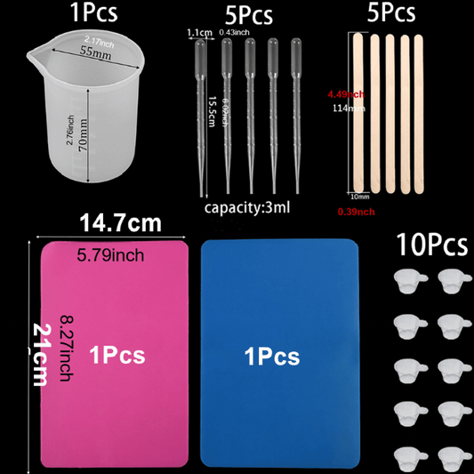 DIY Resin Jewelry Making Kit with Silicone Stir Stick & Disposable Cups