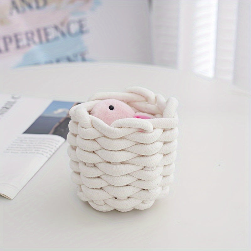 Braided Basket Cotton Rope Storage Box for Cosmetics Lipstick Keys