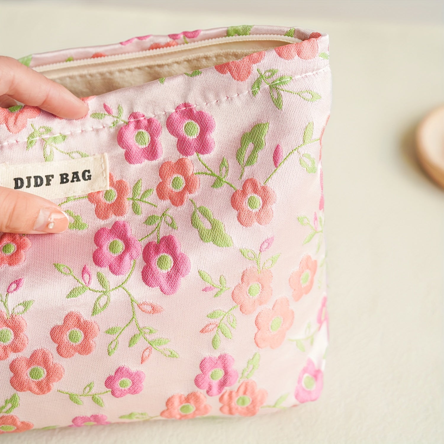 Women's Large Capacity Flowers Cosmetic Bag Portable Canvas Storage Bag