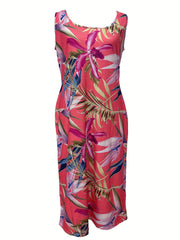  Plants Print Round Neck Tank Dress