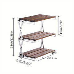 Portable 3-layer Storage Rack for Outdoor Picnic Camping Barbecue
