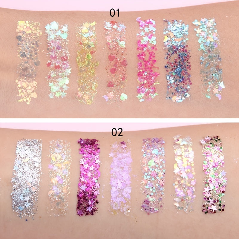 7 Sequins Eyeshadow Palette Glitter Makeup Multipurpose for Stages Parties