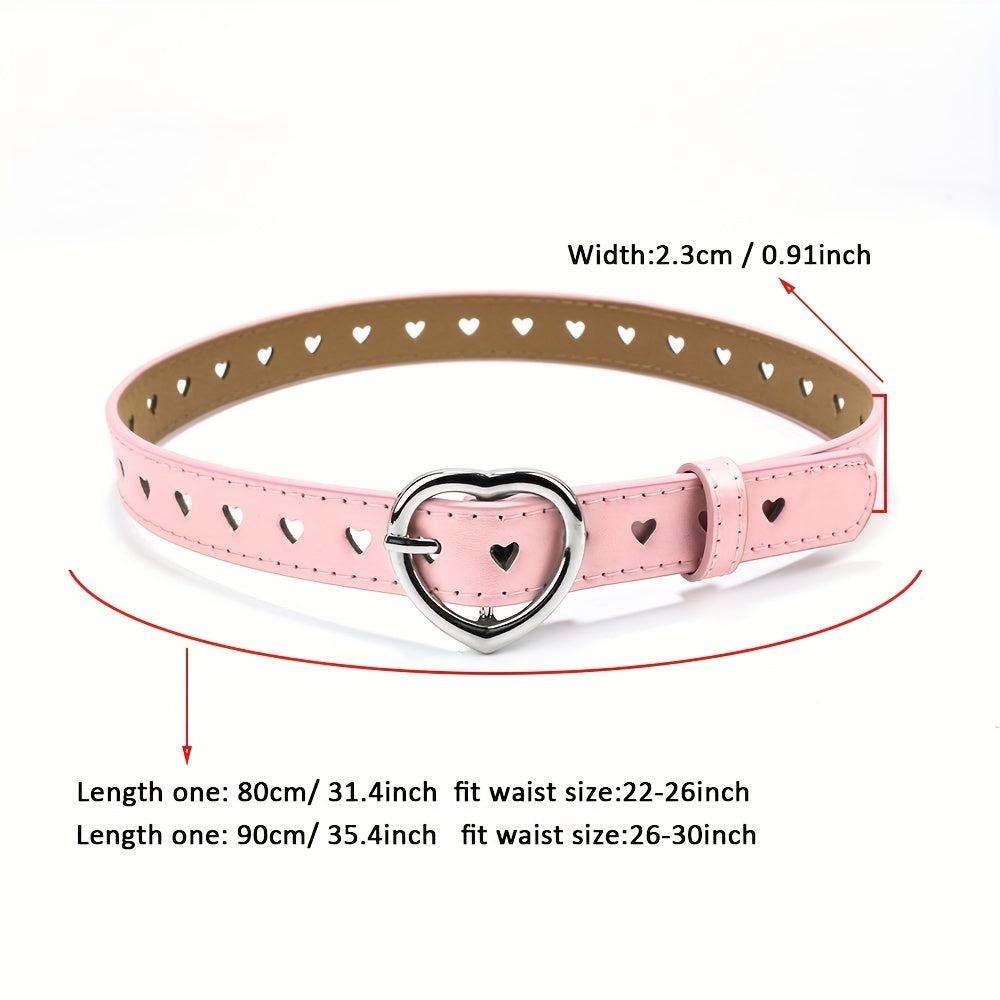Heart Buckle Belt Hollow Out PU Waist Belts for Women