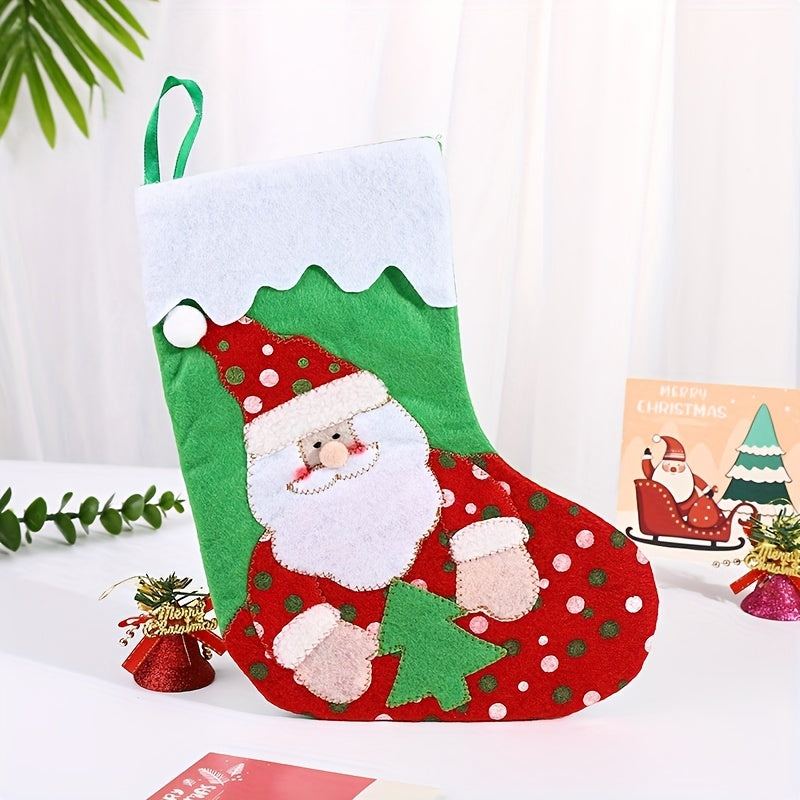 Small Santa Snowman Tape Embroidered Christmas Socks