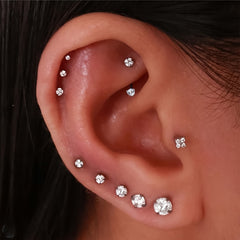 3PCS Mixed Size Opal Zircon Labret Stud Ear Piercing Jewelry