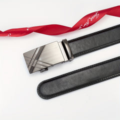 Silver Gray Glossy Auto Buckle Belt Casual Business Men's Belt