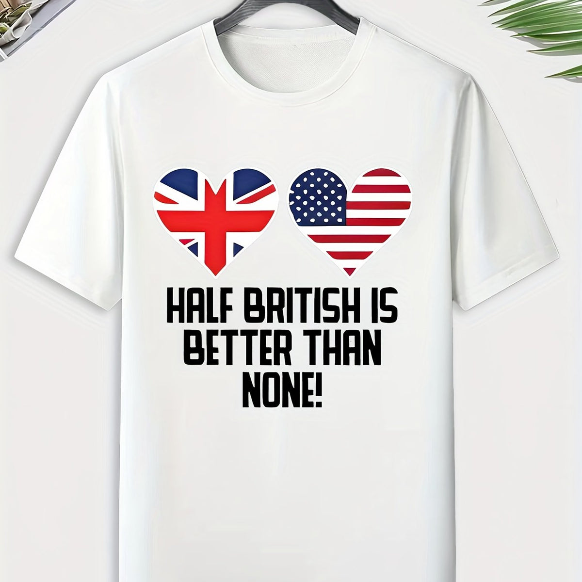 Men's British & American Flag Print T shirt Active Tee