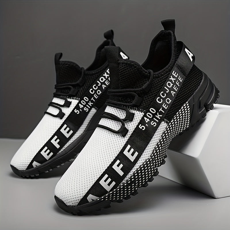 Men's Alphabets Graffiti Running Shoes Lightweight Mesh Sneakers
