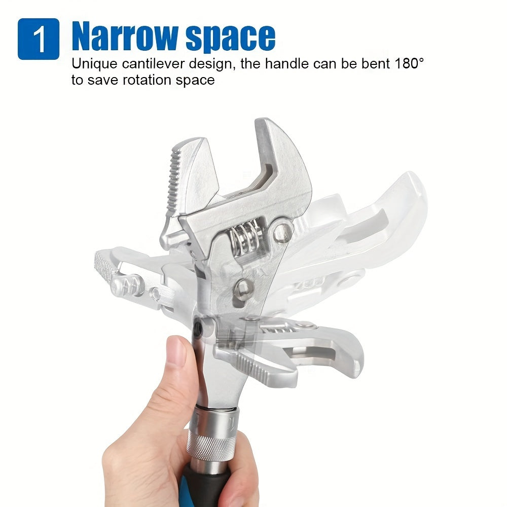 Adjustable Ratchet Wrench 180 Degree Folding Spanner Repair Tools