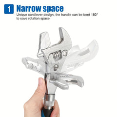 Adjustable Ratchet Wrench 180 Degree Folding Spanner Repair Tools