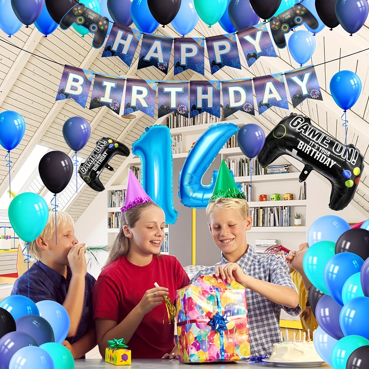 Video Game Party Birthday Decoration Set with Happy Birthday Banner