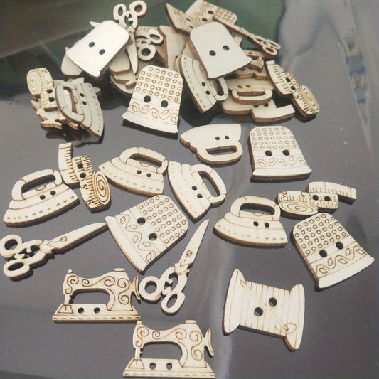 20pcs DIY Wooden Sewing Shapes for Crafting