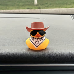 Brown Cowboy Hat with Scarf and Sunglasses for Ducks