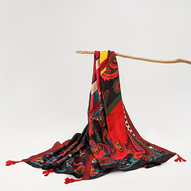 Ethnic Style Cotton and Linen Travel Scarf - Sunscreen Silk Shawl