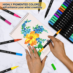 AIWOLIN Dual Brush Marker Pens 72 Colors Water Based