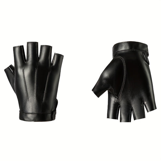 PU Leather Half Finger Gloves Men Women Anti Slip Fitness Sports Gloves