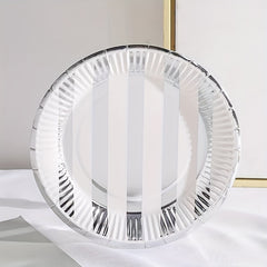 10pcs Modernist Striped Disposable Dinner Plate For Party